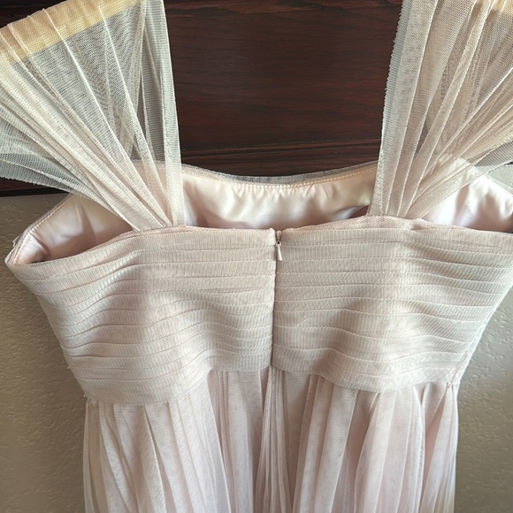 White by Vera Wang Womens Size 10 Pink Mesh Midi Semi-Formal Dress Wedding Party - Picture 4 of 7